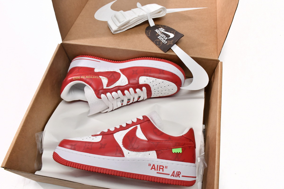 PK God Batch LOUIS VUITTON x Nike Air Force 1 White Red MS0232