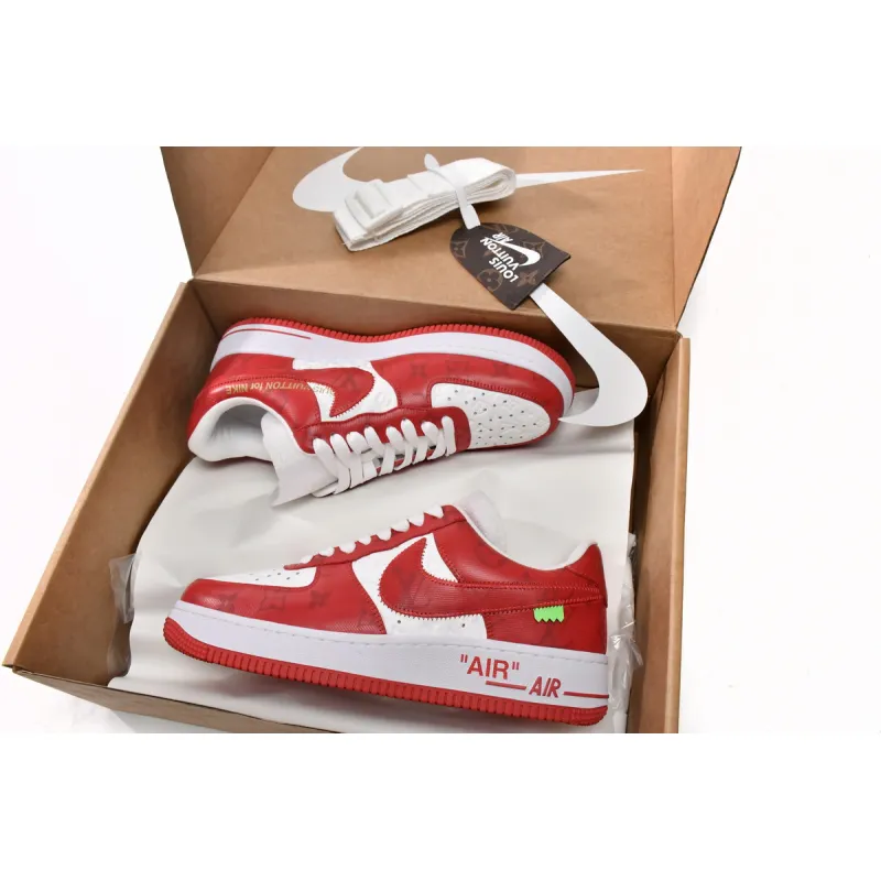 PK God Batch LOUIS VUITTON x Nike Air Force 1 White Red MS0232