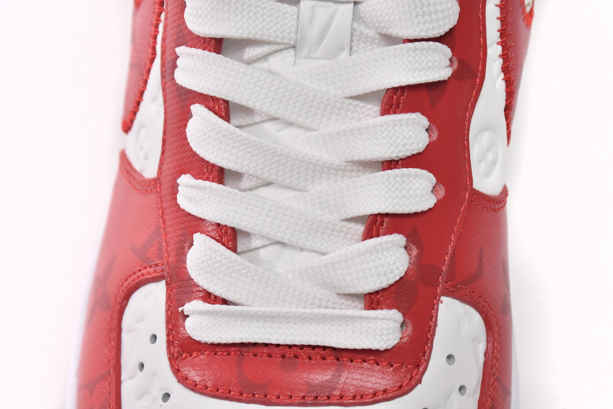 PK God Batch LOUIS VUITTON x Nike Air Force 1 White Red MS0232