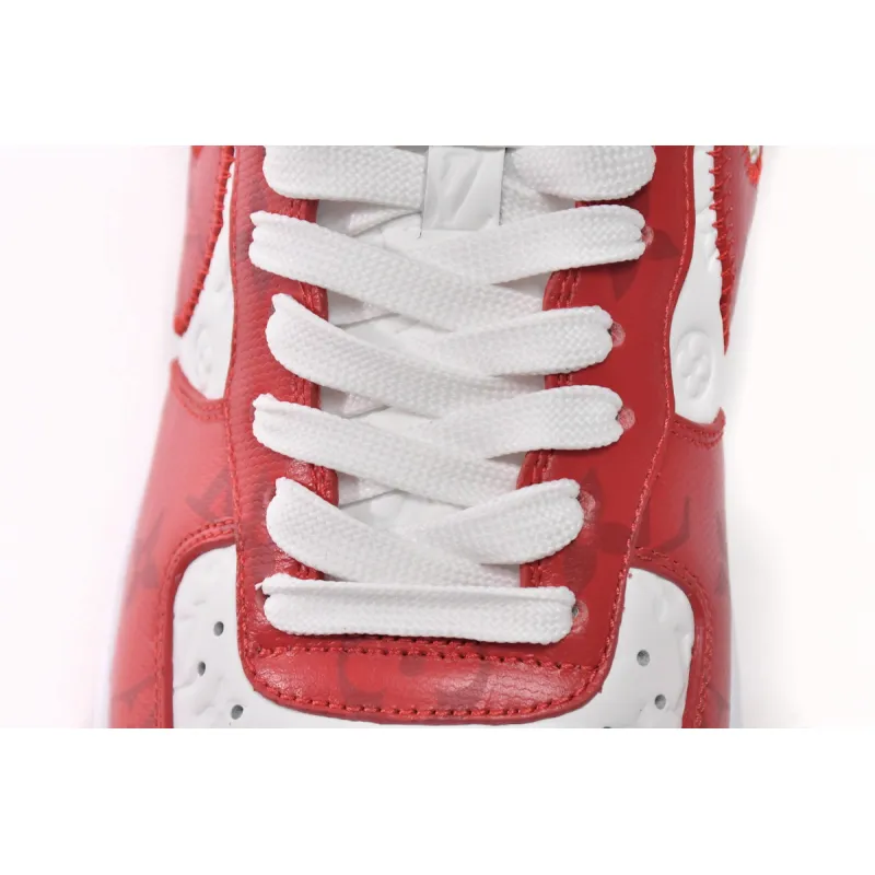PK God Batch LOUIS VUITTON x Nike Air Force 1 White Red MS0232