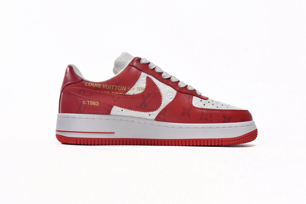 PK God Batch LOUIS VUITTON x Nike Air Force 1 White Red MS0232