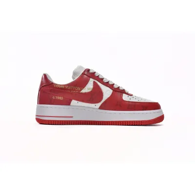PK God Batch LOUIS VUITTON x Nike Air Force 1 White Red MS0232 02