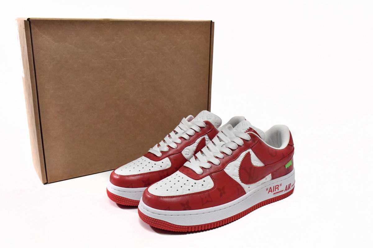 PK God Batch LOUIS VUITTON x Nike Air Force 1 White Red MS0232