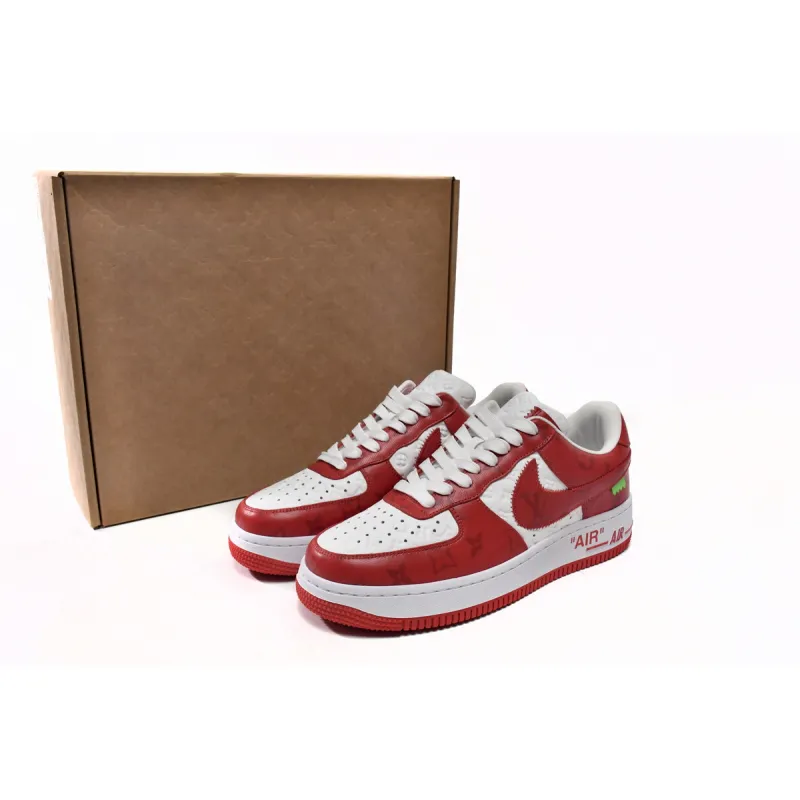 PK God Batch LOUIS VUITTON x Nike Air Force 1 White Red MS0232