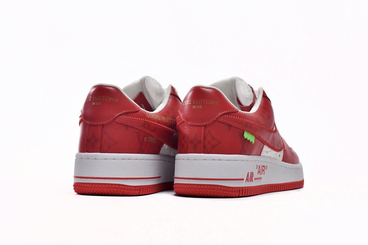 PK God Batch LOUIS VUITTON x Nike Air Force 1 White Red MS0232