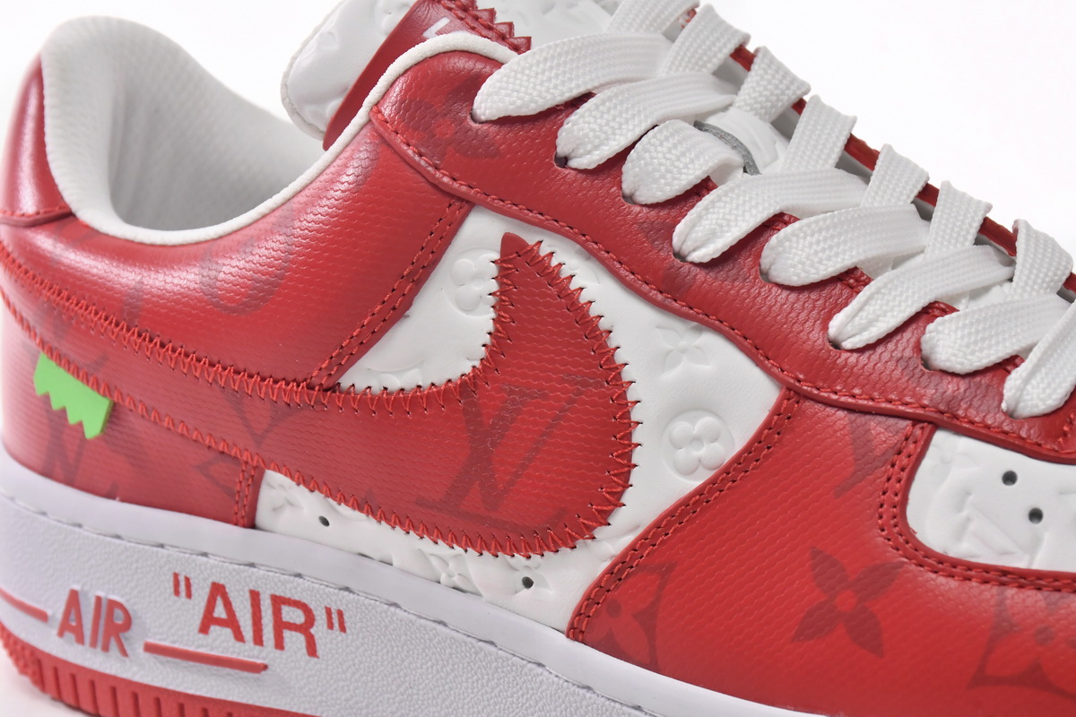 PK God Batch LOUIS VUITTON x Nike Air Force 1 White Red MS0232