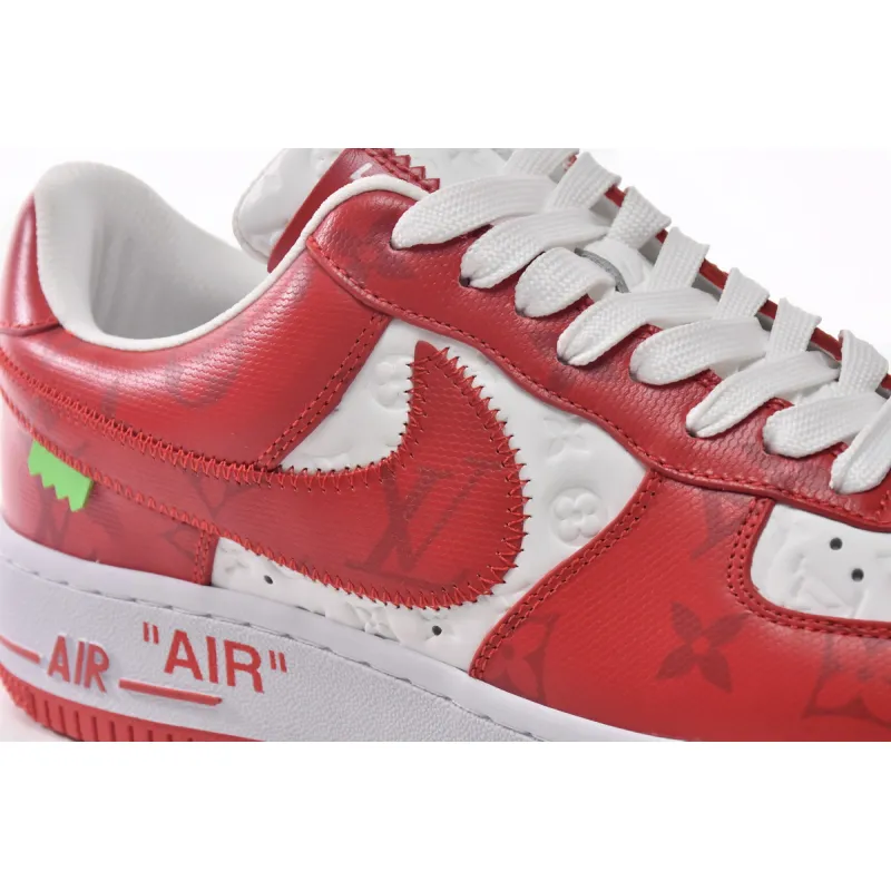 PK God Batch LOUIS VUITTON x Nike Air Force 1 White Red MS0232