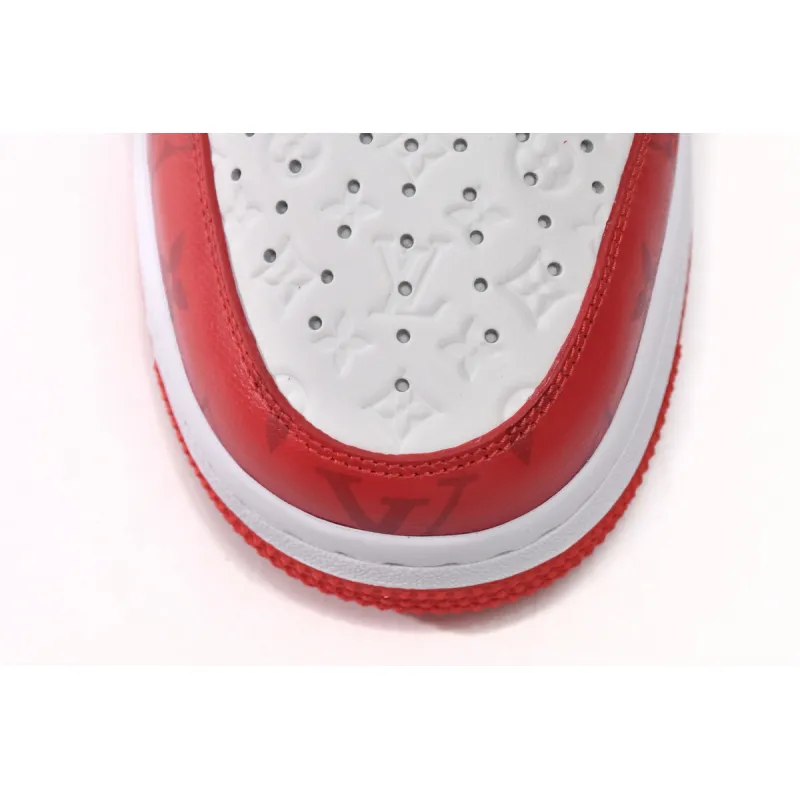 PK God Batch LOUIS VUITTON x Nike Air Force 1 White Red MS0232