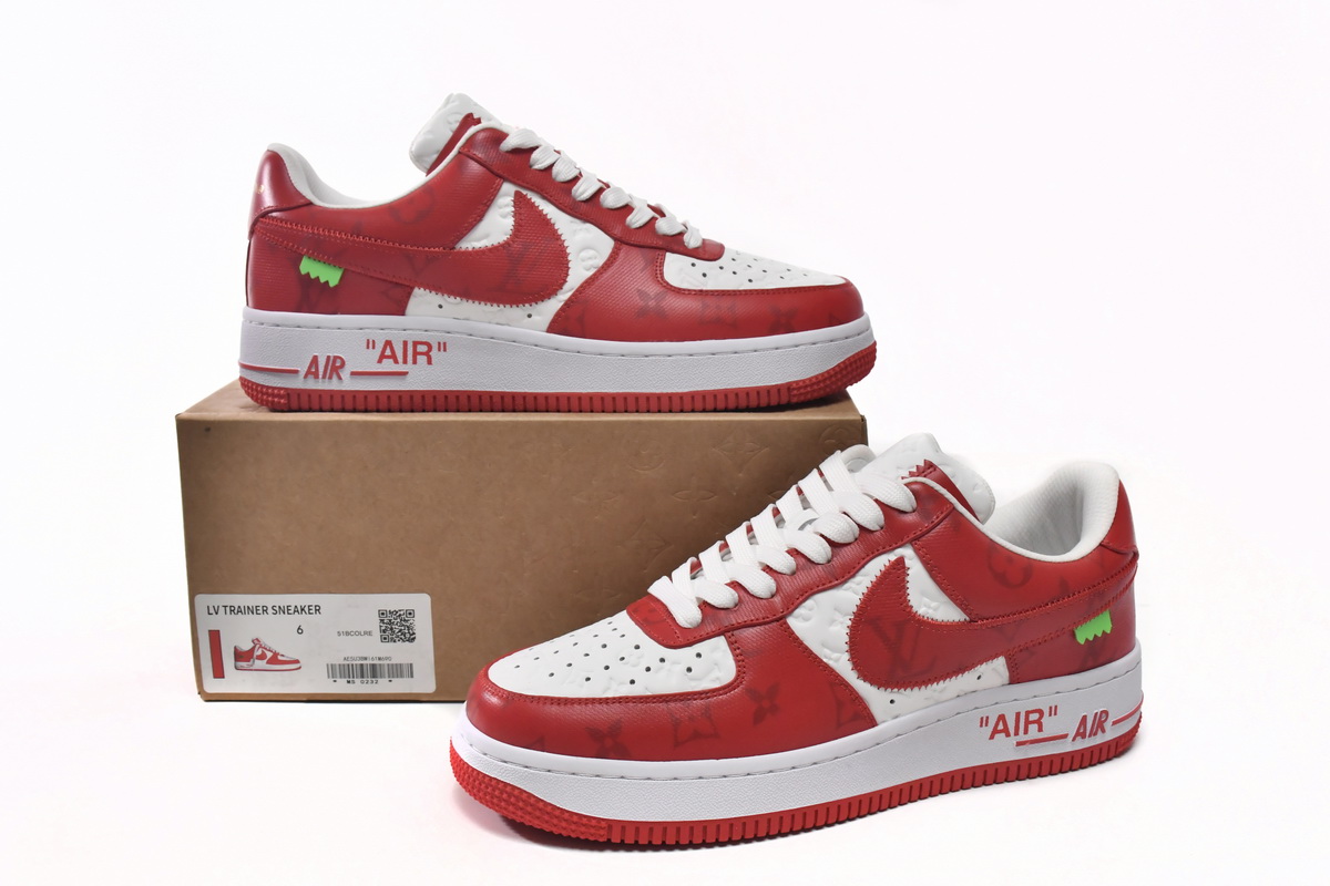 PK God Batch LOUIS VUITTON x Nike Air Force 1 White Red MS0232