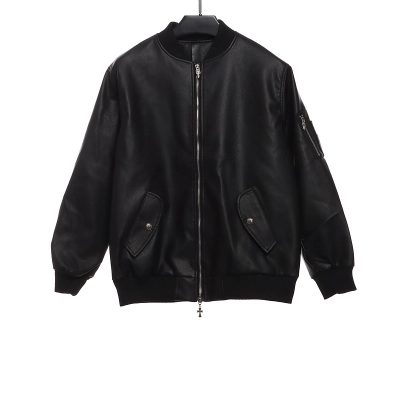 Chrome Hearts Black Silver Dagger Leather Jacket 01