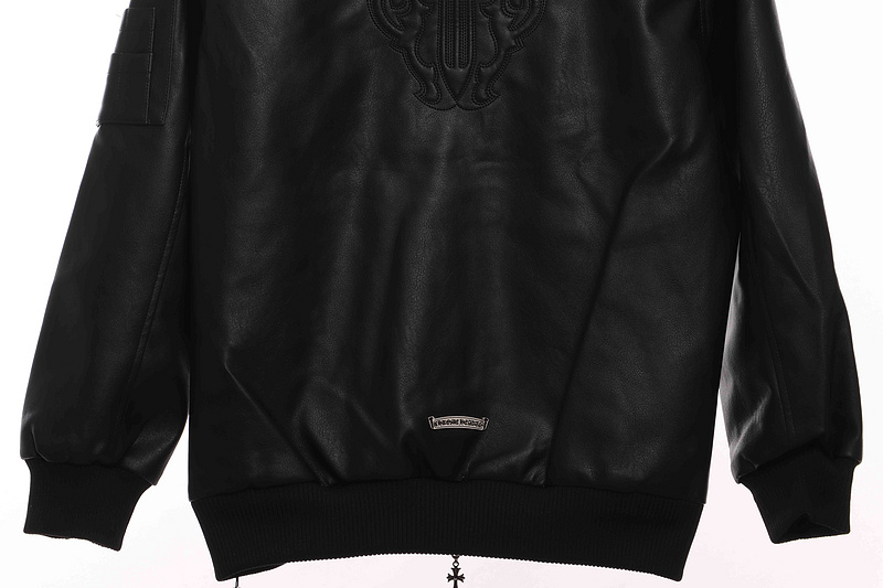 Chrome Hearts Black Silver Dagger Leather Jacket