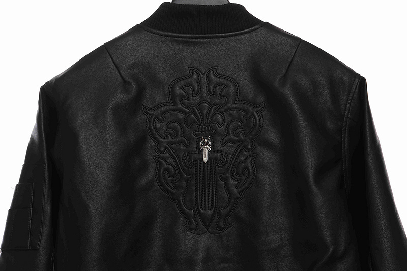 Chrome Hearts Black Silver Dagger Leather Jacket