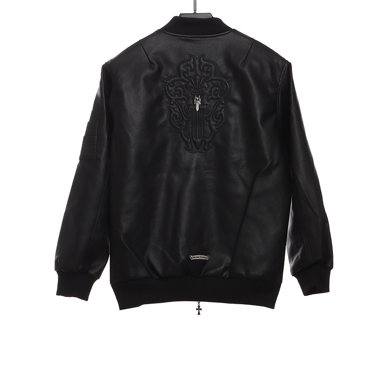 Chrome Hearts Black Silver Dagger Leather Jacket