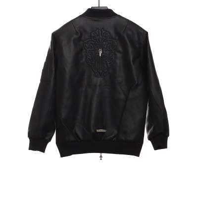 Chrome Hearts Black Silver Dagger Leather Jacket 02
