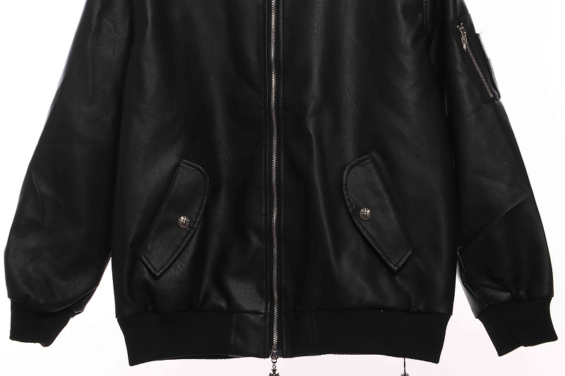 Chrome Hearts Black Silver Dagger Leather Jacket