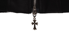 Chrome Hearts Black Silver Dagger Leather Jacket