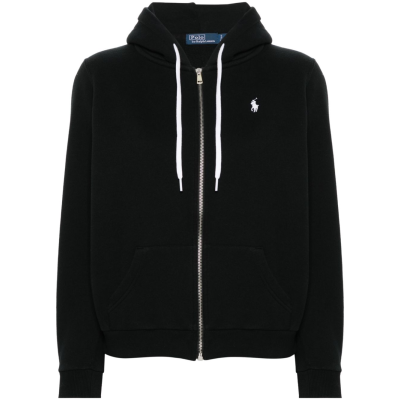 Polo Ralph Lauren Men's Double Knit Full-Zip Hoodie Sweatshirt Black and White 01