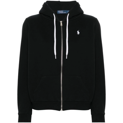 Polo Ralph Lauren Men's Double Knit Full-Zip Hoodie Sweatshirt Black and White 01
