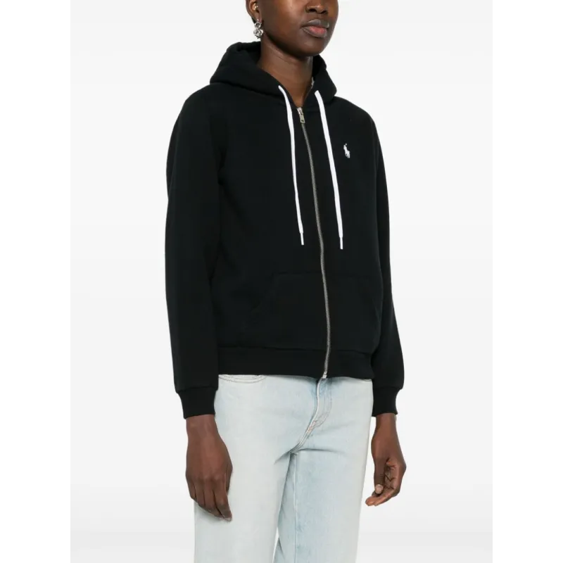 Polo Ralph Lauren Men's Double Knit Full-Zip Hoodie Sweatshirt Black and White