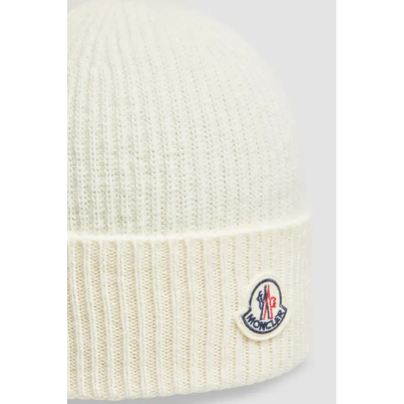 Moncler Cashmere & Wool Beanie White