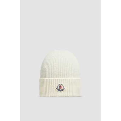 Moncler Cashmere & Wool Beanie White 01