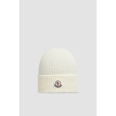 Moncler Cashmere & Wool Beanie White 01