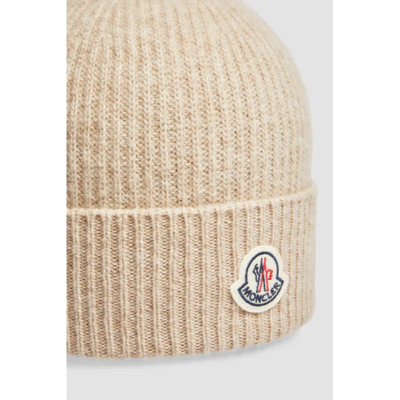 Moncler Cashmere & Wool Beanie Light Beige