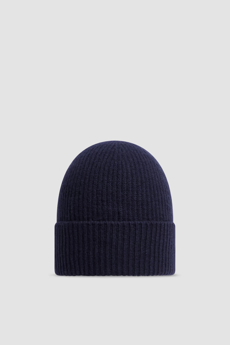 Moncler Cashmere & Wool Beanie Navy Blue