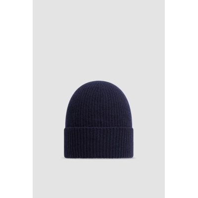Moncler Cashmere & Wool Beanie Navy Blue 02
