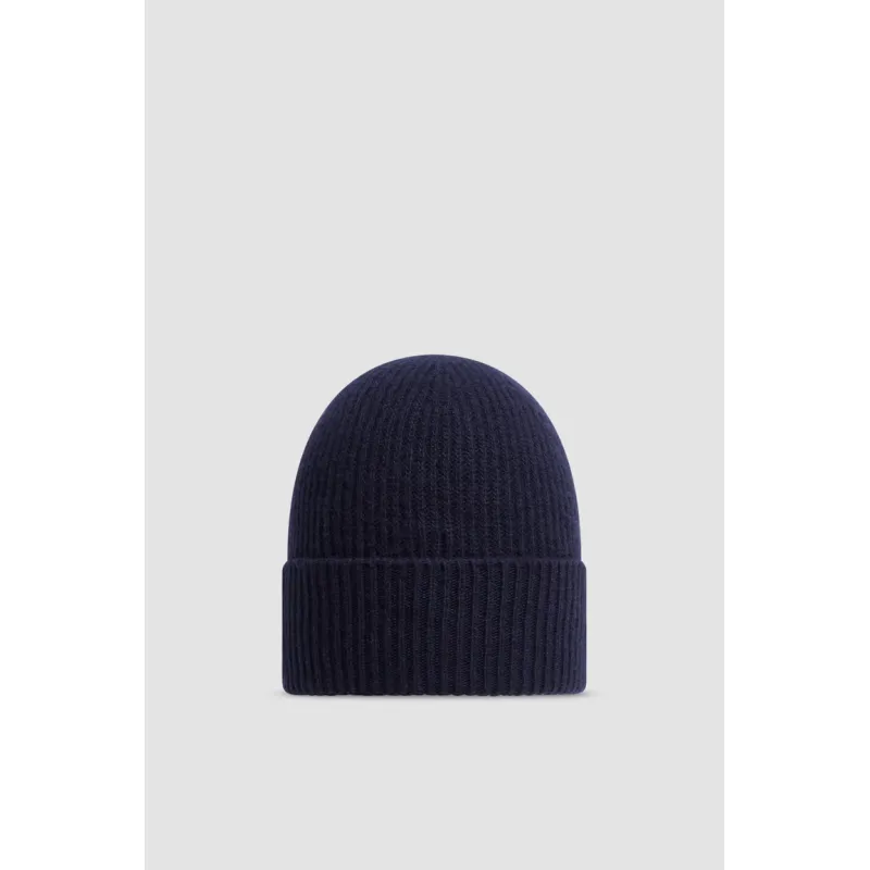 Moncler Cashmere & Wool Beanie Navy Blue