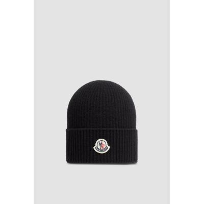 Moncler Cashmere & Wool Beanie Black 01