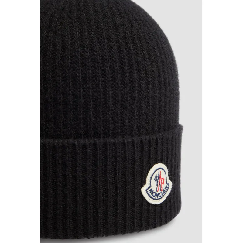 Moncler Cashmere & Wool Beanie Black
