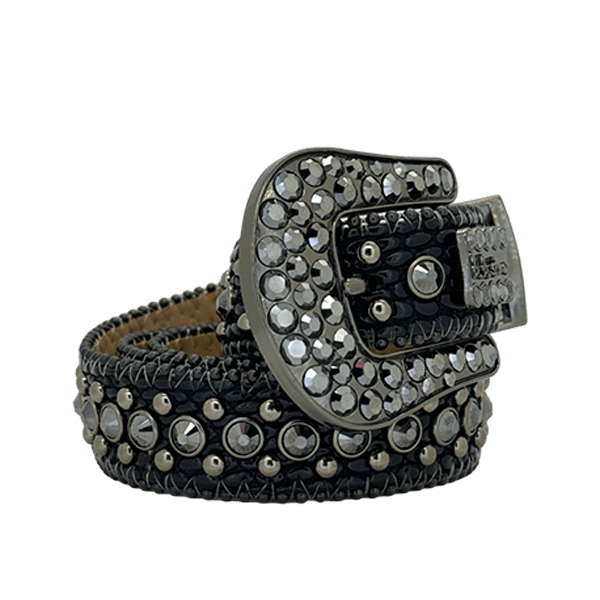 B.B. Simon Black white Magic Crystal Belt