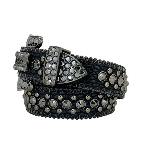 B.B. Simon Black white Magic Crystal Belt