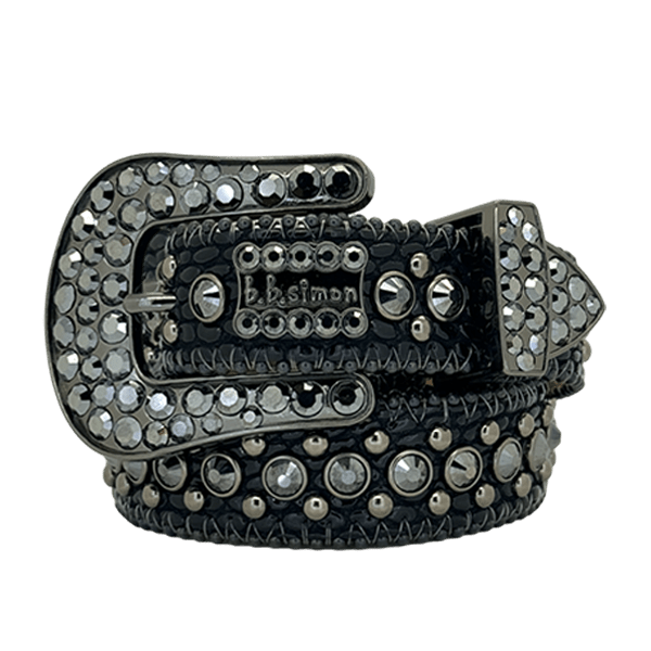 B.B. Simon Black white Magic Crystal Belt