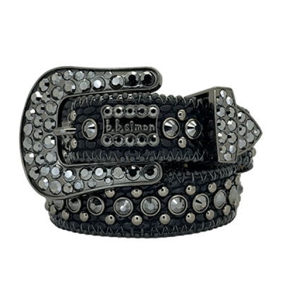B.B. Simon Black white Magic Crystal Belt 01