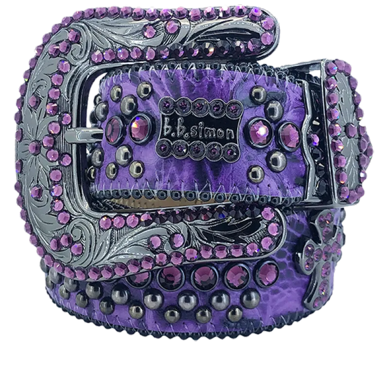 B.B. Simon Swarovski Crystal Belt Purple