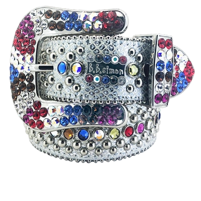 B.B. Simon Swarovski Crystals ltalian Leather Belts Colorful 01