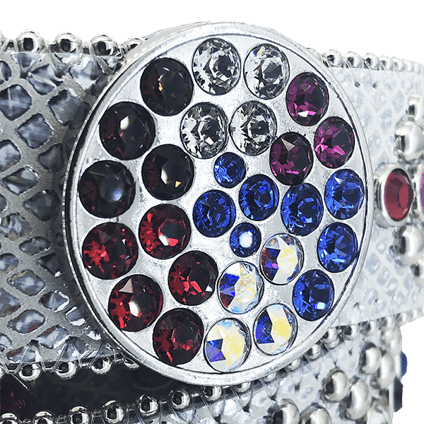 B.B. Simon Swarovski Crystals ltalian Leather Belts Colorful