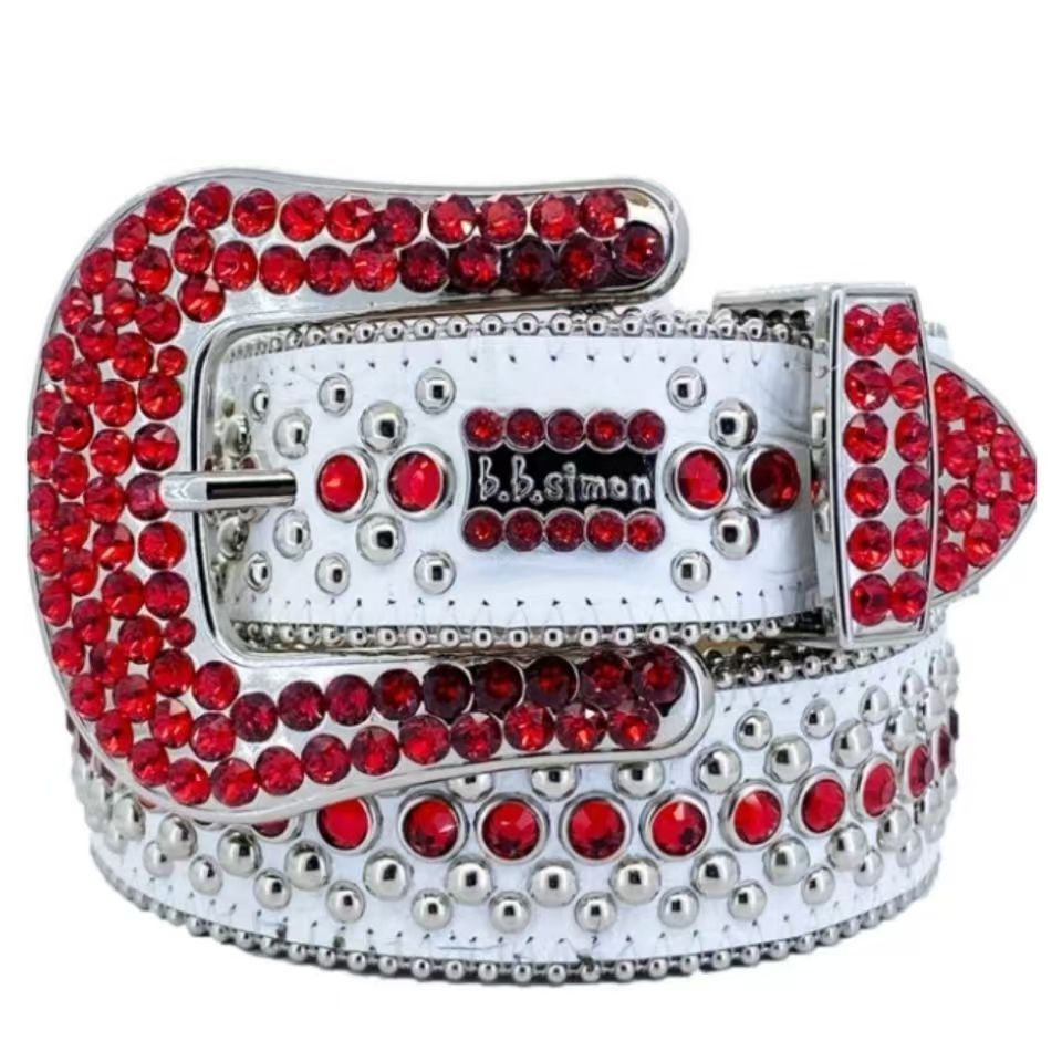 B.B. Simon White Red Magic Crystal Belt 