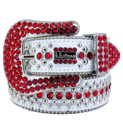B.B. Simon White Red Magic Crystal Belt  01