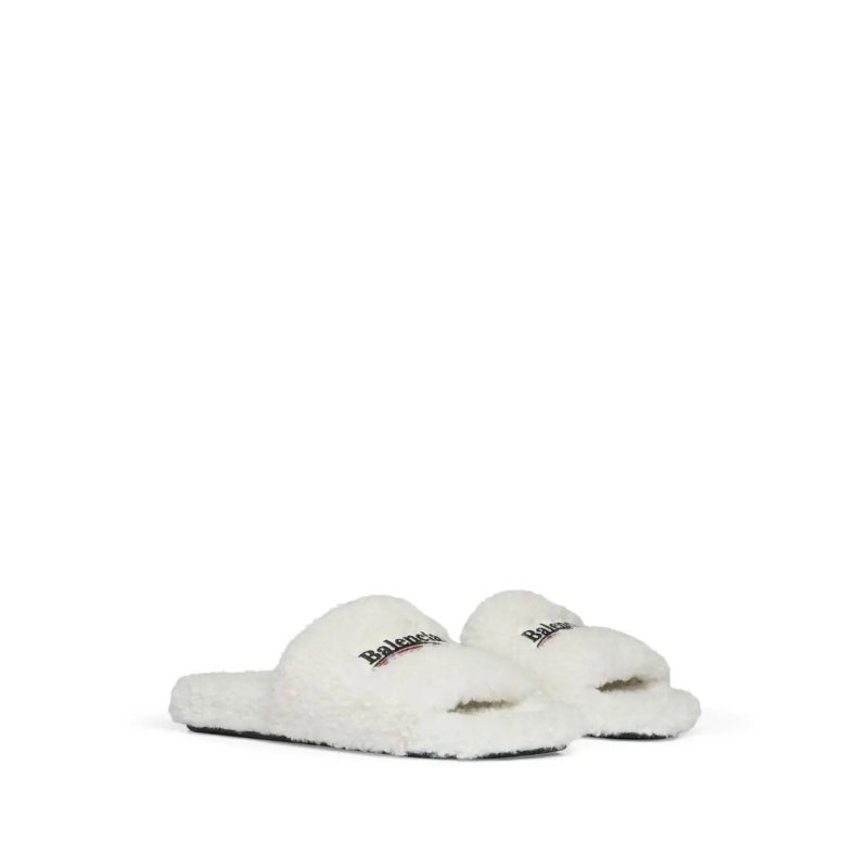 Balenciaga Furry Slides White