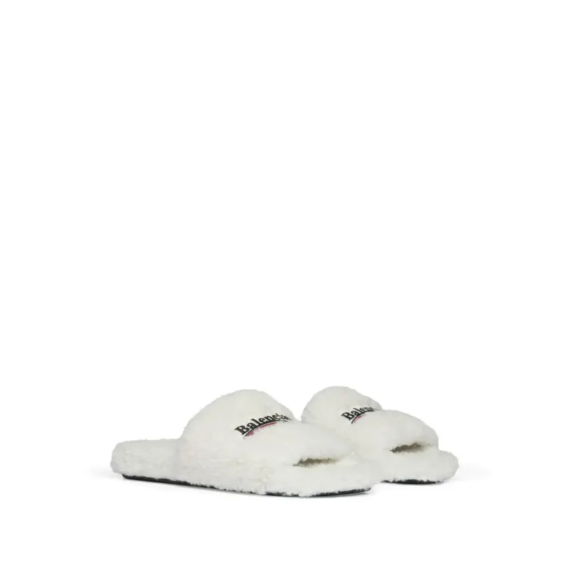 Balenciaga Furry Slides White