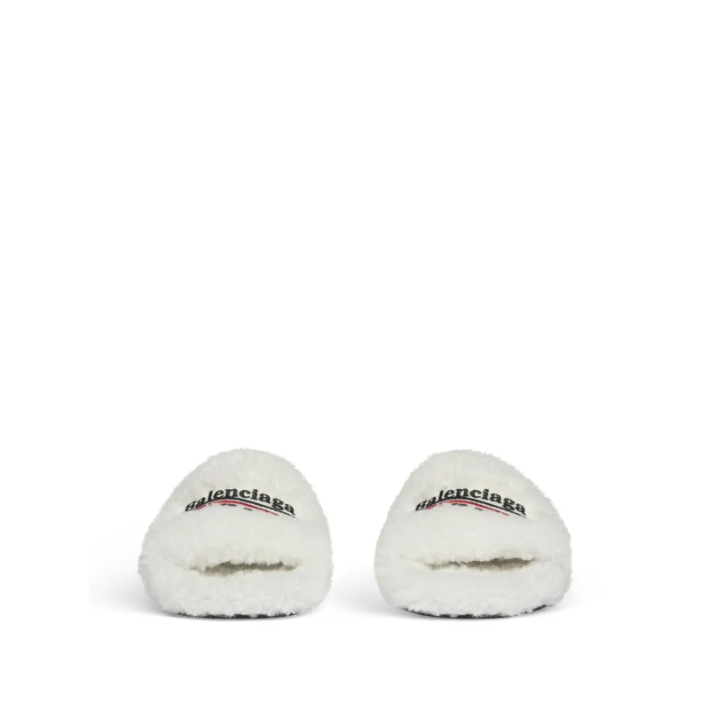 Balenciaga Furry Slides White