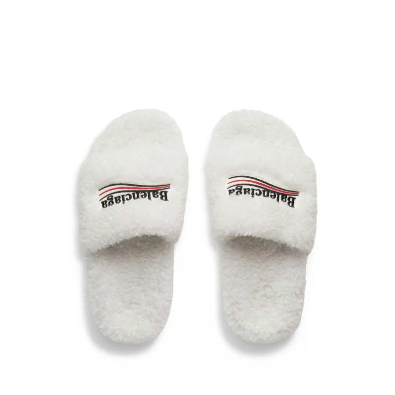 Balenciaga Furry Slides White