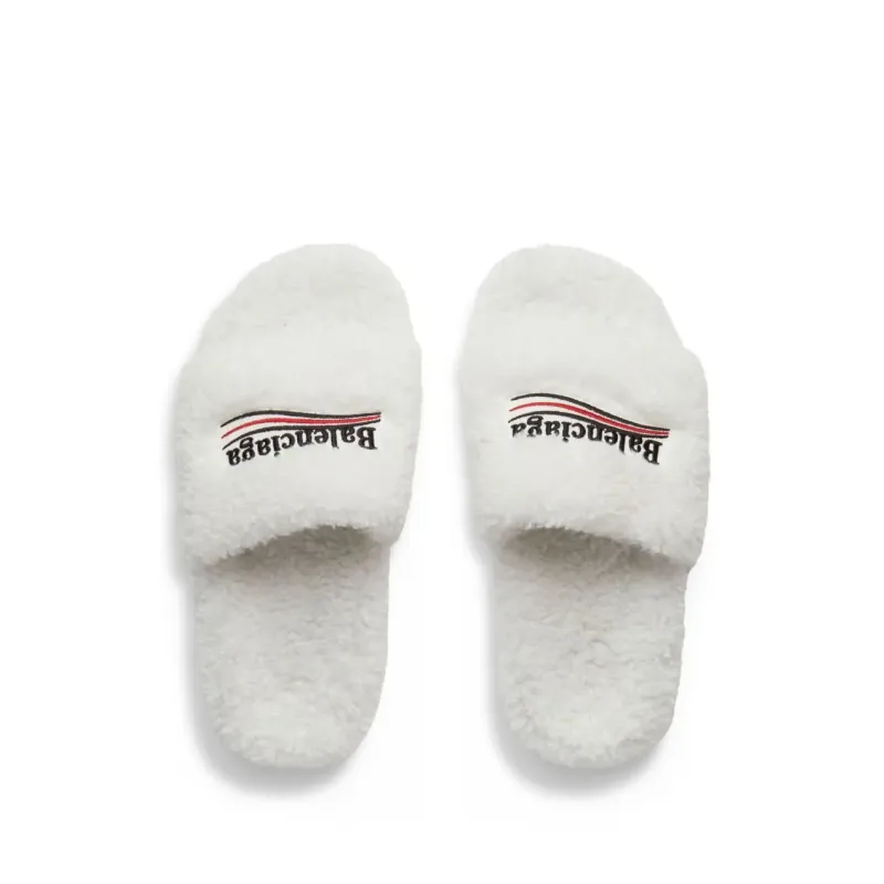 Balenciaga Furry Slides White