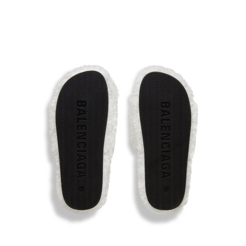 Balenciaga Furry Slides White