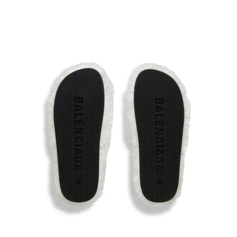 Balenciaga Furry Slides White