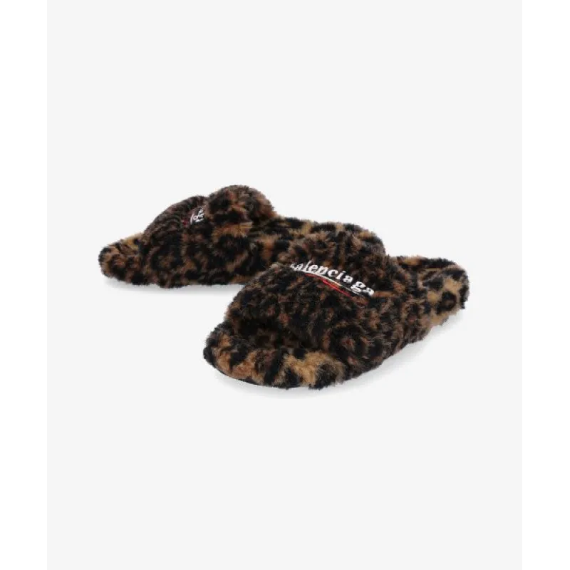 Balenciaga Furry Slides 'Leopard'