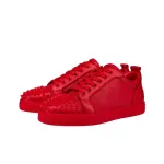 Christian Louboutin Louis Junior Spikes Cap Toe Leather Sneakers Red